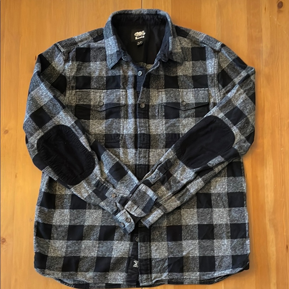 Roots - Mens Black Buffalo Plaid Flannel - XL